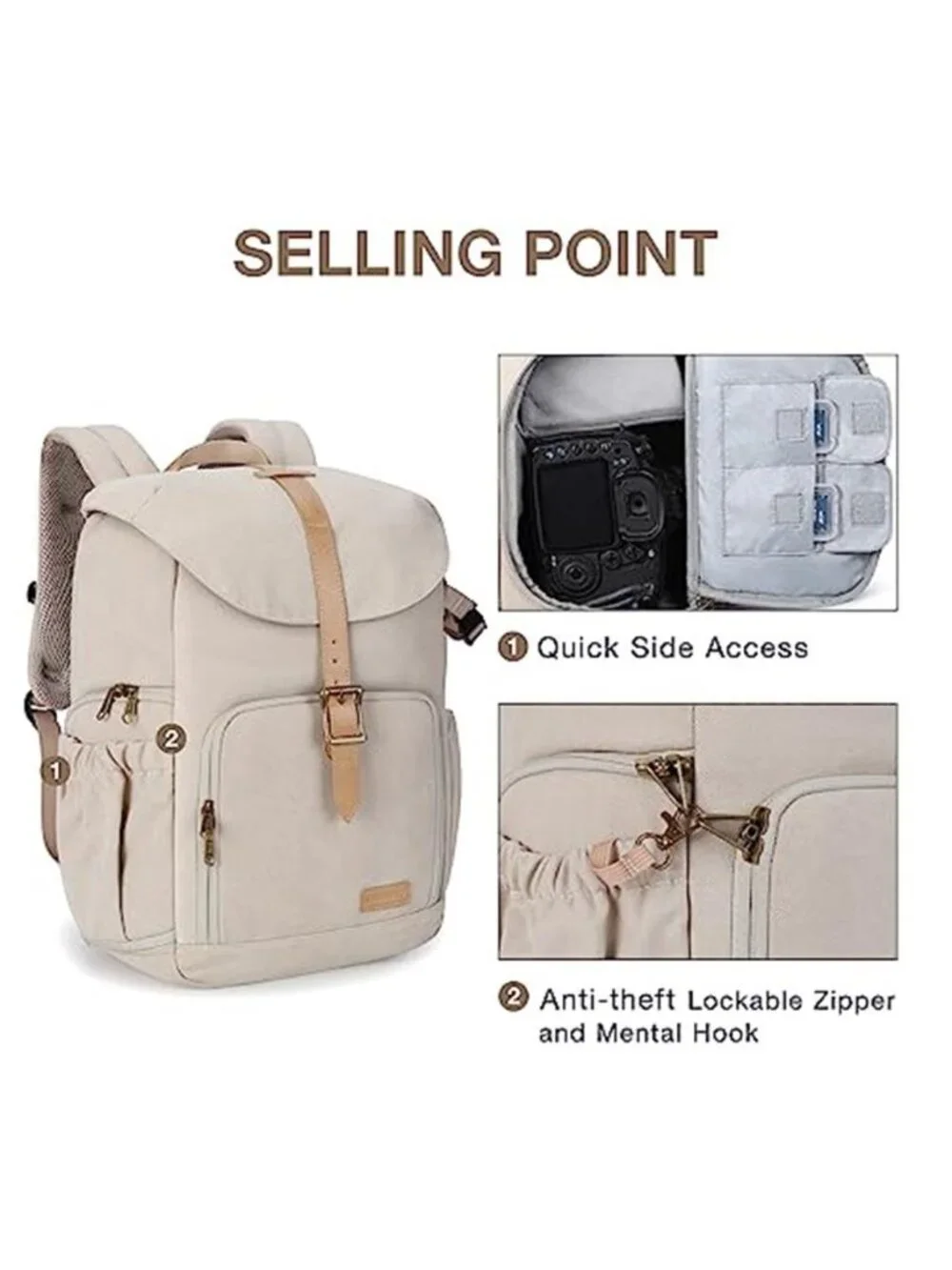 Camera Backpack DSLR Photography Bag Waterproof 15 Inch Laptop Lens Travel Case